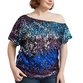 Women's One Shoulder Sequin Top