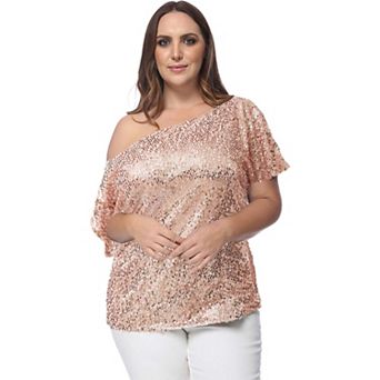 Women's One Shoulder Sequin Top