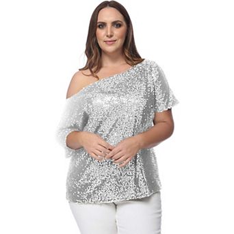 Women's One Shoulder Sequin Top