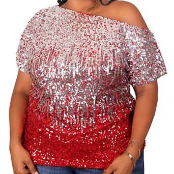 Women's One Shoulder Sequin Top