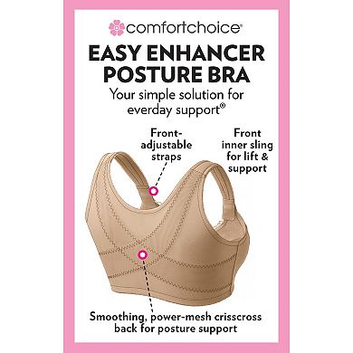 Comfort Choice Women's Plus Size Easy Enhancer Front Close Wireless Posture Bra
