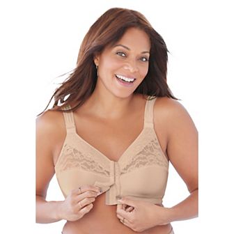 Comfort Choice Women's Plus Size Easy Enhancer Front Close Wireless Posture Bra