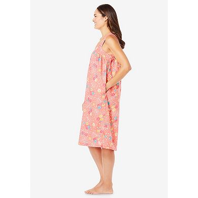 Dreams & Co. Plus Size Print Sleeveless Square Neck Lounger