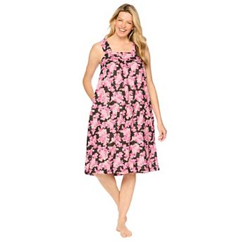 Dreams & Co. Plus Size Print Sleeveless Square Neck Lounger