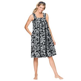 Dreams & Co. Plus Size Print Sleeveless Square Neck Lounger