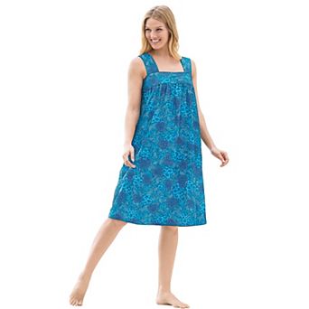 Dreams & Co. Plus Size Print Sleeveless Square Neck Lounger