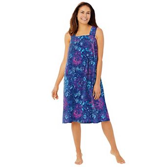 Dreams & Co. Plus Size Print Sleeveless Square Neck Lounger