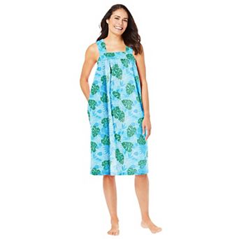 Dreams & Co. Plus Size Print Sleeveless Square Neck Lounger