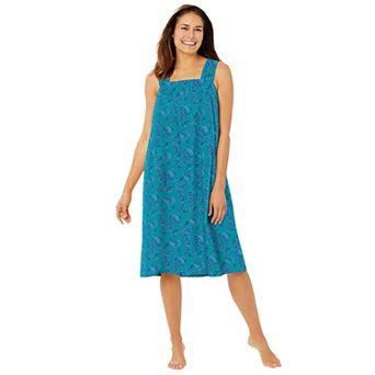Dreams & Co. Plus Size Print Sleeveless Square Neck Lounger