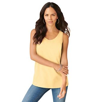 Roaman's Women's Plus Size Plus Size Cotton Scoopneck Tank Top