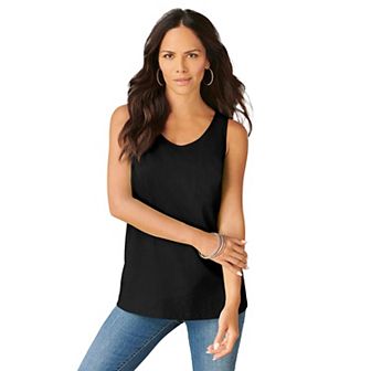 Roaman's Women's Plus Size Plus Size Cotton Scoopneck Tank Top