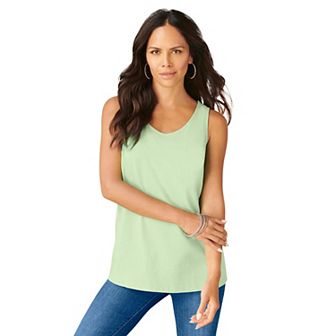 Roaman's Women's Plus Size Plus Size Cotton Scoopneck Tank Top