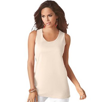 Roaman's Women's Plus Size Plus Size Cotton Scoopneck Tank Top