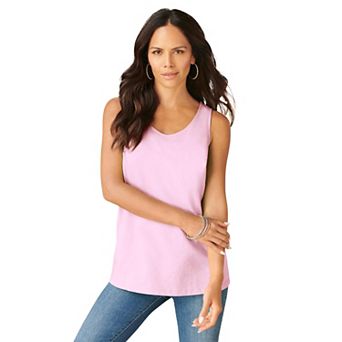 Roaman's Women's Plus Size Cotton Scoopneck Tank Top