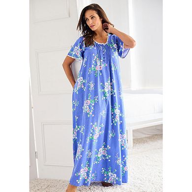 Only Necessities Plus Size Long Pintuck Knit Gown