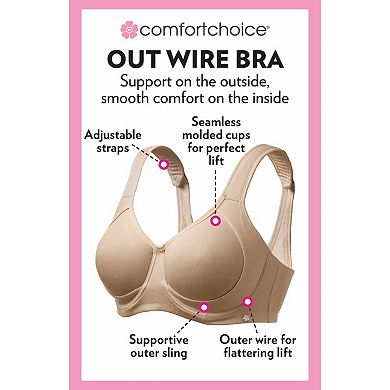 Comfort Choice Women's Plus Size Out Wire Bra