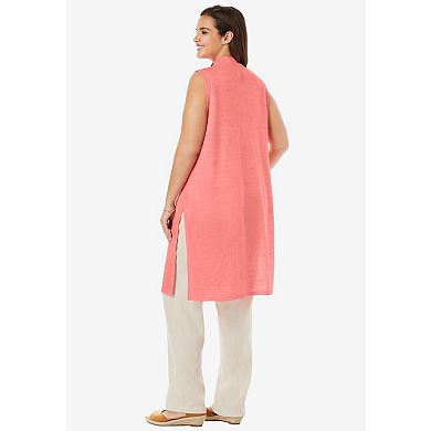 Woman Within Plus Size Lightweight Linen Vest