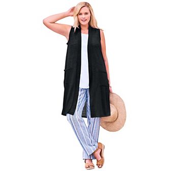 Woman Within Plus Size Lightweight Linen Vest