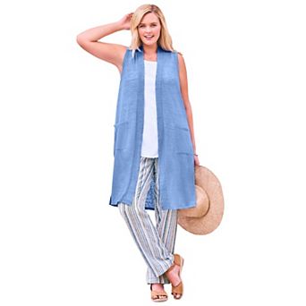 Woman Within Plus Size Lightweight Linen Vest