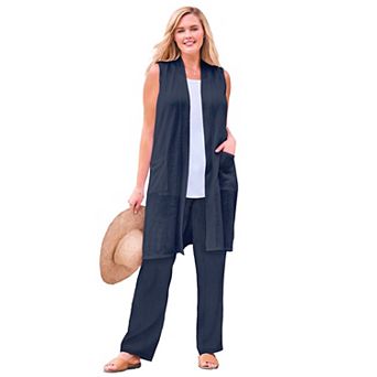 Woman Within Plus Size Lightweight Linen Vest
