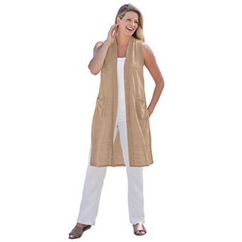 Woman Within Plus Size Lightweight Linen Vest