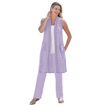 Woman Within Plus Size Lightweight Linen Vest Sweater
