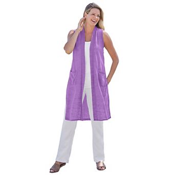 Woman Within Plus Size Lightweight Linen Vest