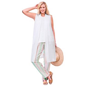 Woman Within Plus Size Lightweight Linen Vest