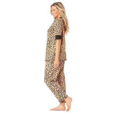 Dreams & Co. Plus Size Printed Henley PJ Set