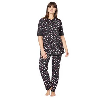Dreams & Co. Plus Size Printed Henley PJ Set