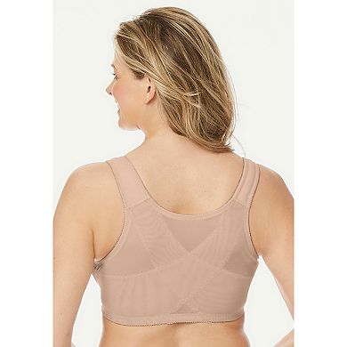 Comfort Choice Women's Plus Size Front-Close Embroidered Wireless Posture Bra