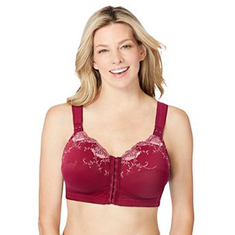 Comfort Choice Women's Plus Size Front-close Embroidered Wireless Posture Bra