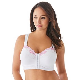 Comfort Choice Women's Plus Size Front-close Embroidered Wireless Posture Bra