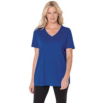 Woman Within Plus Size Petite Perfect Short-Sleeve V-Neck Tee