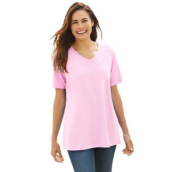Woman Within Plus Size Petite Perfect Short-Sleeve V-Neck Tee