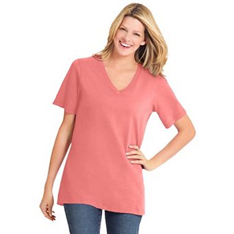 Woman Within Plus Size Petite Perfect Short-Sleeve V-Neck Tee