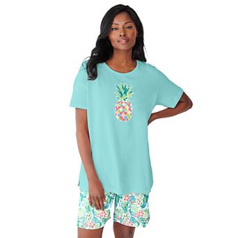 Dreams & Co. Plus Size Knit Pj Short Set