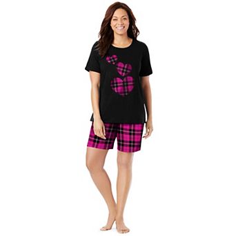 Dreams & Co. Plus Size Knit Pj Short Set
