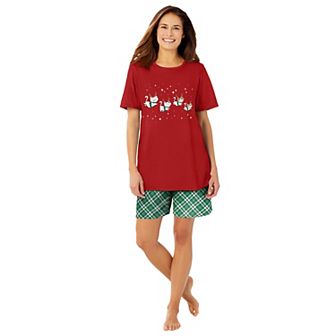 Dreams & Co. Plus Size Knit Pj Short Set