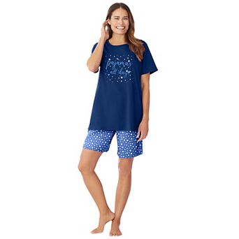 Dreams & Co. Plus Size Knit Pj Short Set