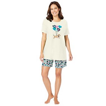 Dreams & Co. Plus Size Knit Pj Short Set
