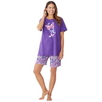 Dreams & Co. Plus Size Knit Pj Short Set
