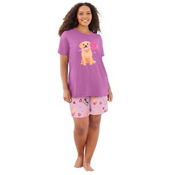 Dreams & Co. Plus Size Knit Pj Short Set