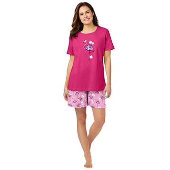 Dreams & Co. Plus Size Knit Pj Short Set