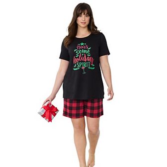 Dreams & Co. Plus Size Knit Pj Short Set