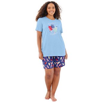 Dreams & Co. Women's Plus Size Knit Pj Short Set