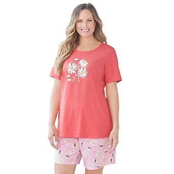 Dreams & Co. Plus Size Knit Pj Short Set