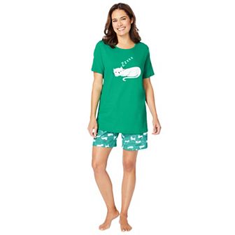 Dreams & Co. Plus Size Knit Pj Short Set