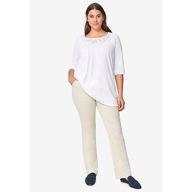 ellos Plus Size Crochet Trim Tunic