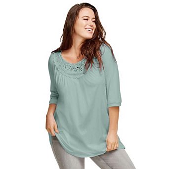 ellos Plus Size Crochet Trim Tunic